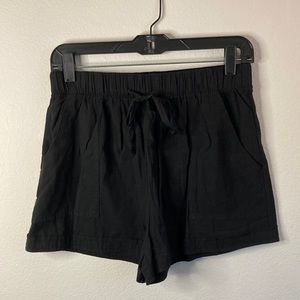 Doublju Black Paperbag Shorts in Black with Cuffed Bottom